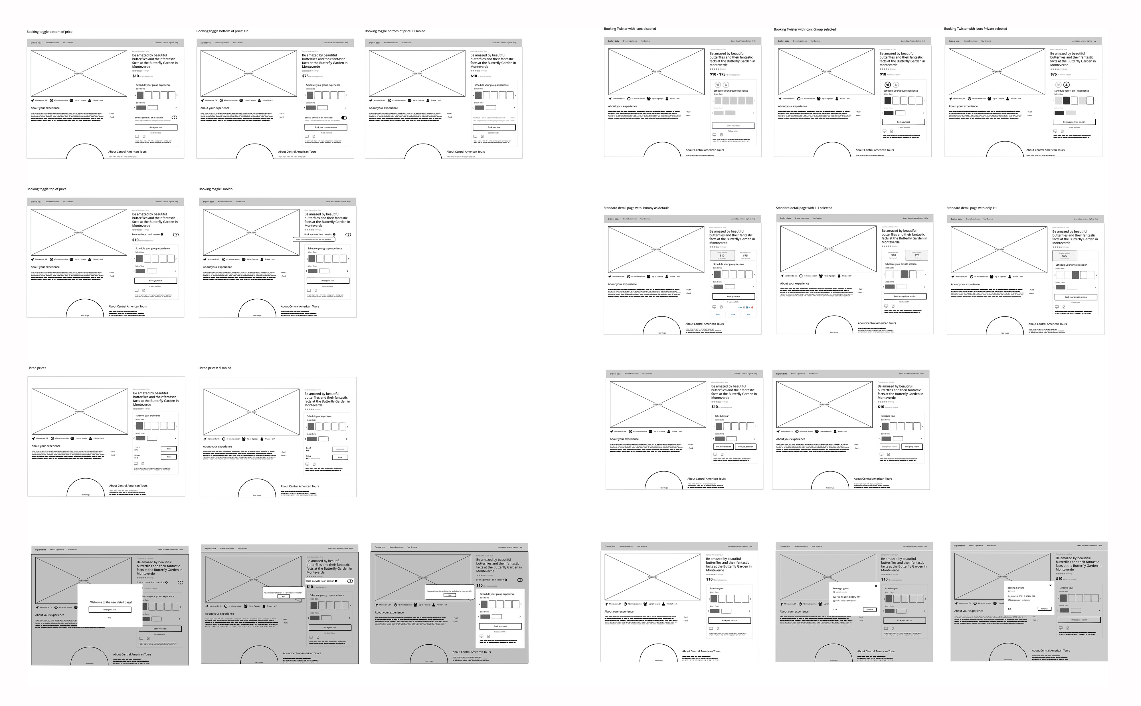 detail page wireframes